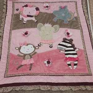 Pink and Brown Kids Animal Quilt